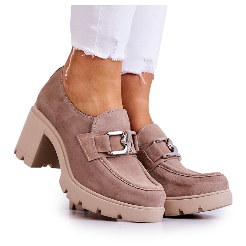 Lemar Tyylikkäät kengät pylväässä beige Harmell-koristeella