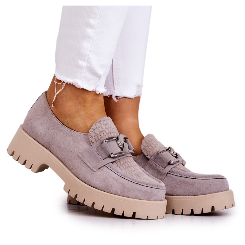 La.Fi Muodikkaat mokkanahkaiset loaferit Vaaleanharmaa Rayhan