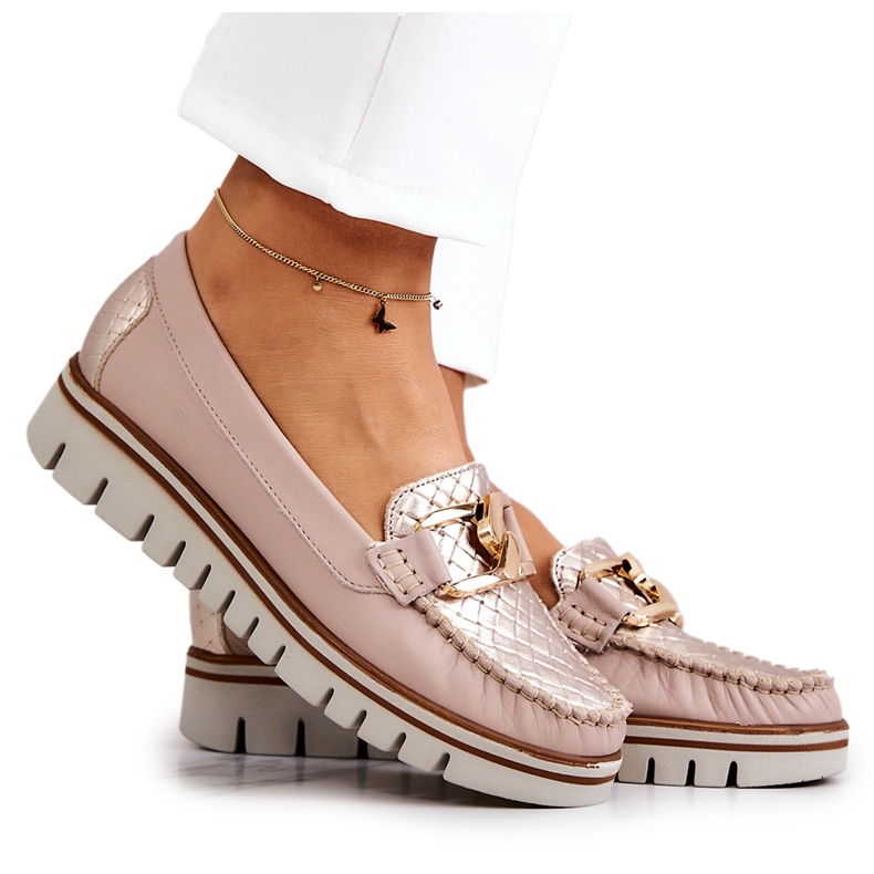 Lemar Naisten nahkahousut beige Venesia -alustalla