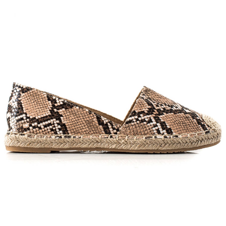 TRENDI Klassinen Espadrilles Snake Print beige ruskea