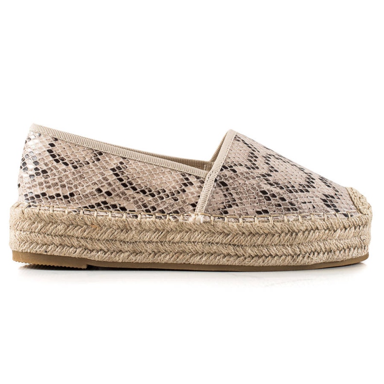 Bestelle Espadrillit käärmetulostusalustalla beige