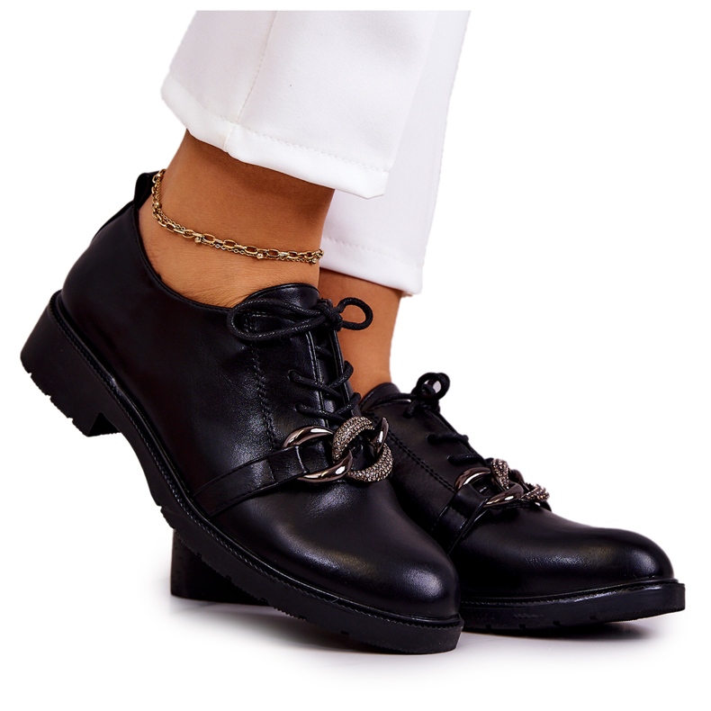 S.Barski Nahkaiset kengät sidottu mustalla larosa-koristeella