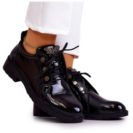 S.Barski Naisten lakatut kengät Black Harvey -koristeella musta
