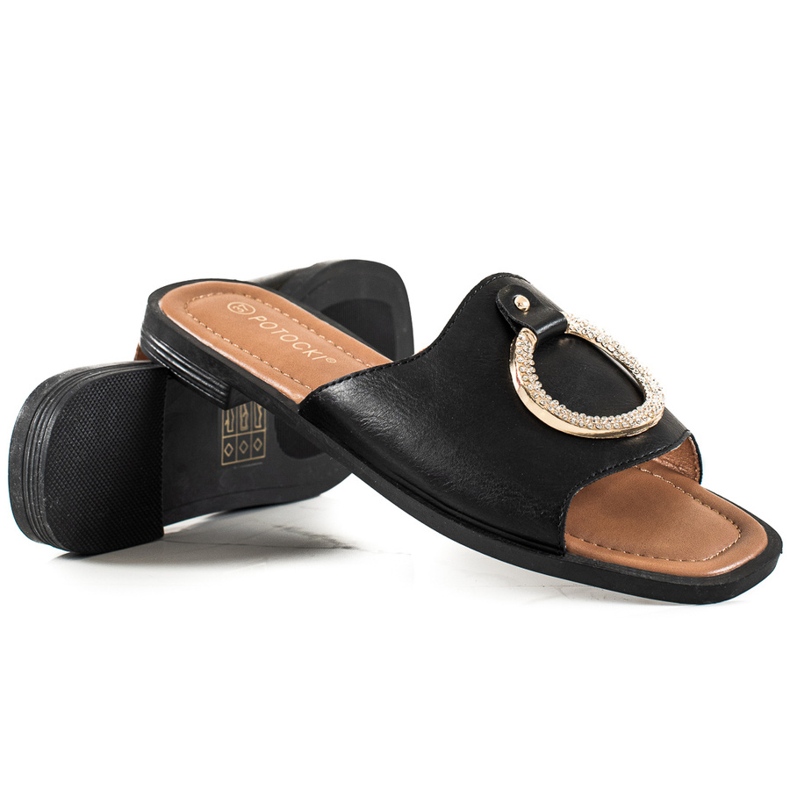 W. Potocki Potocki kohokuvioidut tossut musta