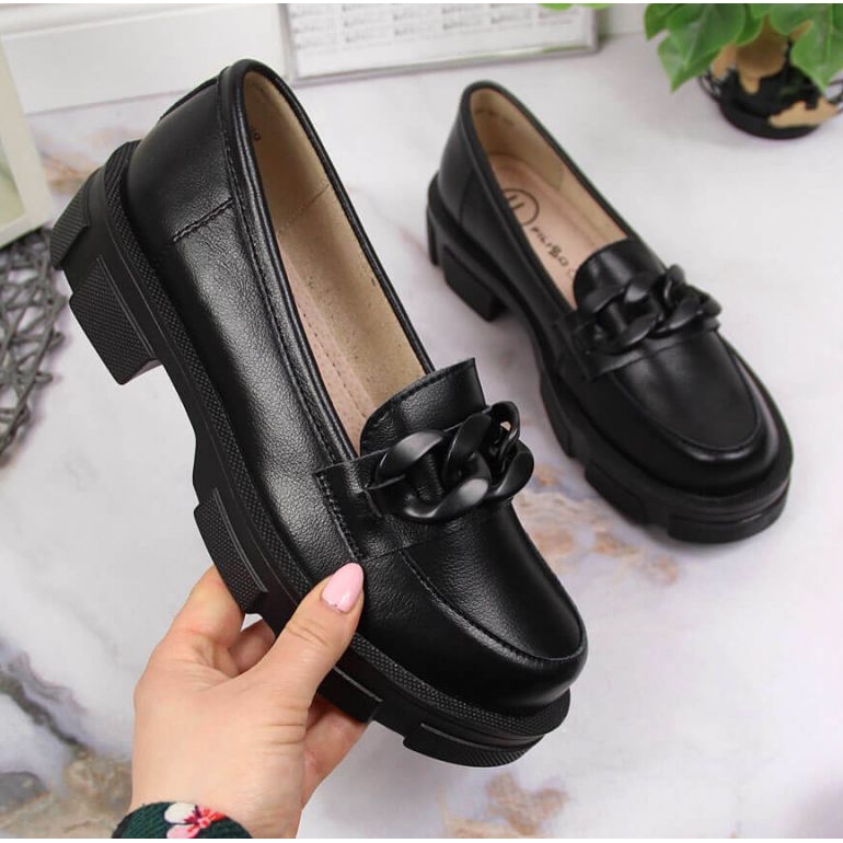 Nahka kengät ketjulla Filippo W PAW252C musta