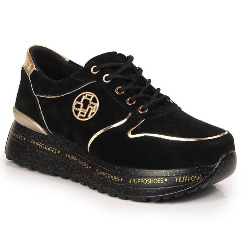 Nahkaiset lenkkarit alustalla Filippo W PAW330 mustat