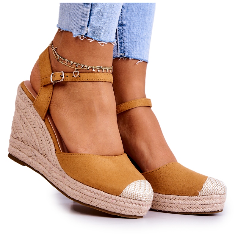 FW1 Naisten espadrillit punotulla alustalla Camel Canillo ruskea