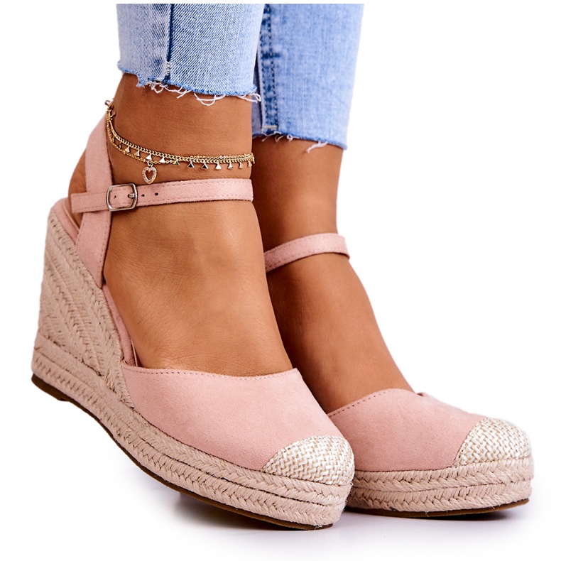 FW1 Naisten espadrillit punotulla alustalla Pink Canillo vaaleanpunainen