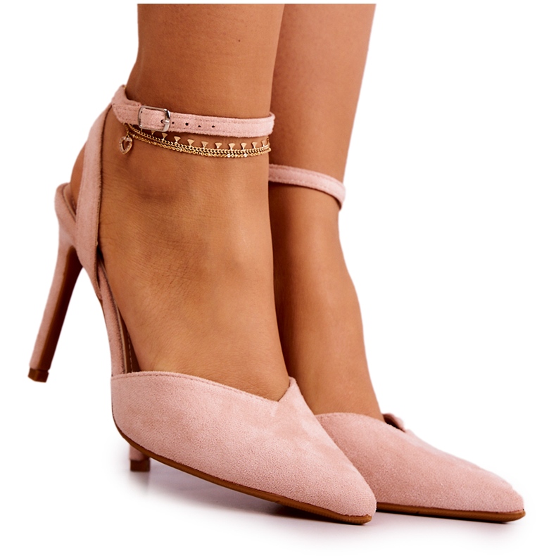 FB2 Suede Buckle Heels Vaaleanpunainen Kharen
