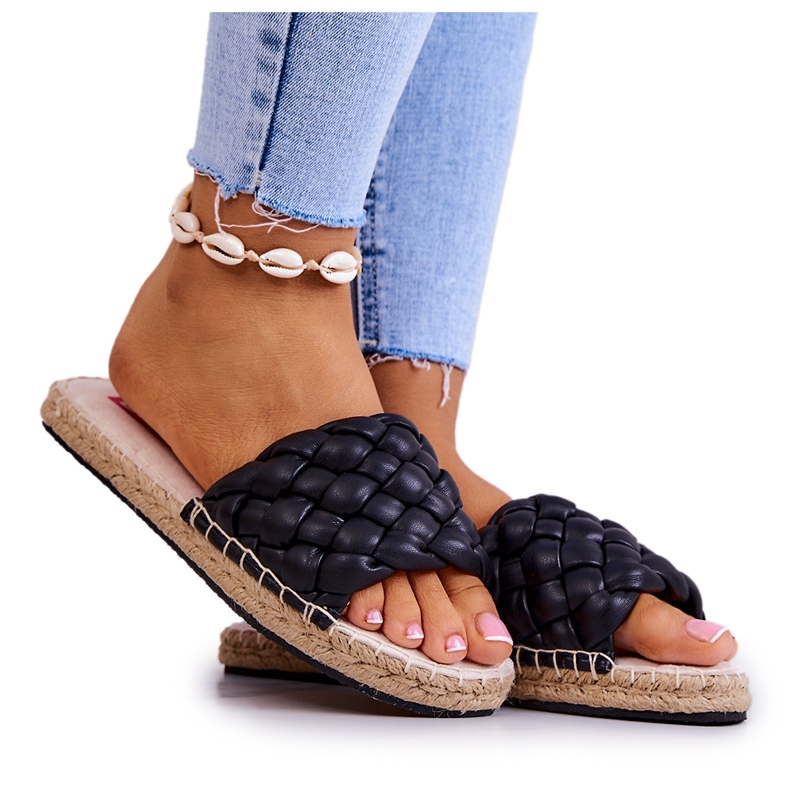 Nahkapunotut tossut Big Star JJ274919 musta