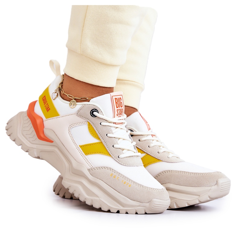 Naisten urheilukengät Big Star JJ274A411 Valkoinen ja beige
