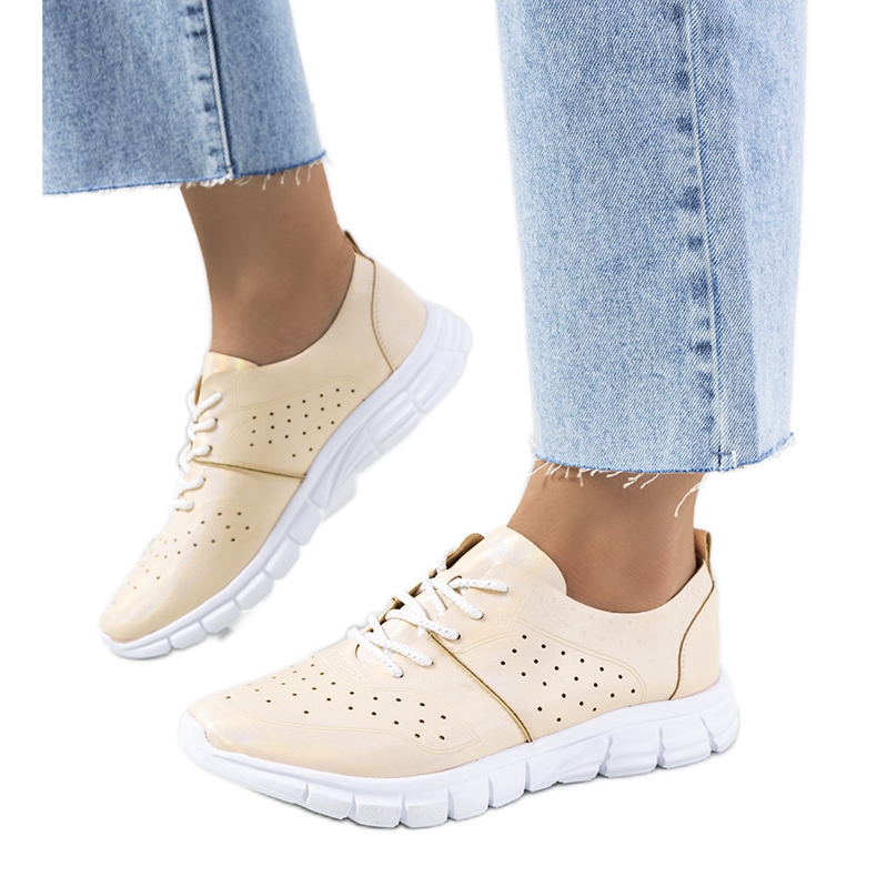 Enid Gold holografiset kouluttimet beige kultainen