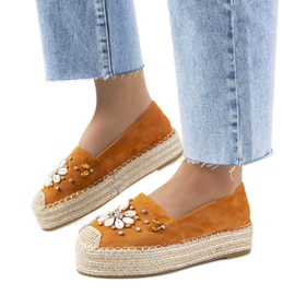 Ruskeat espadrillit rouva Nickin paksussa pohjassa keltainen