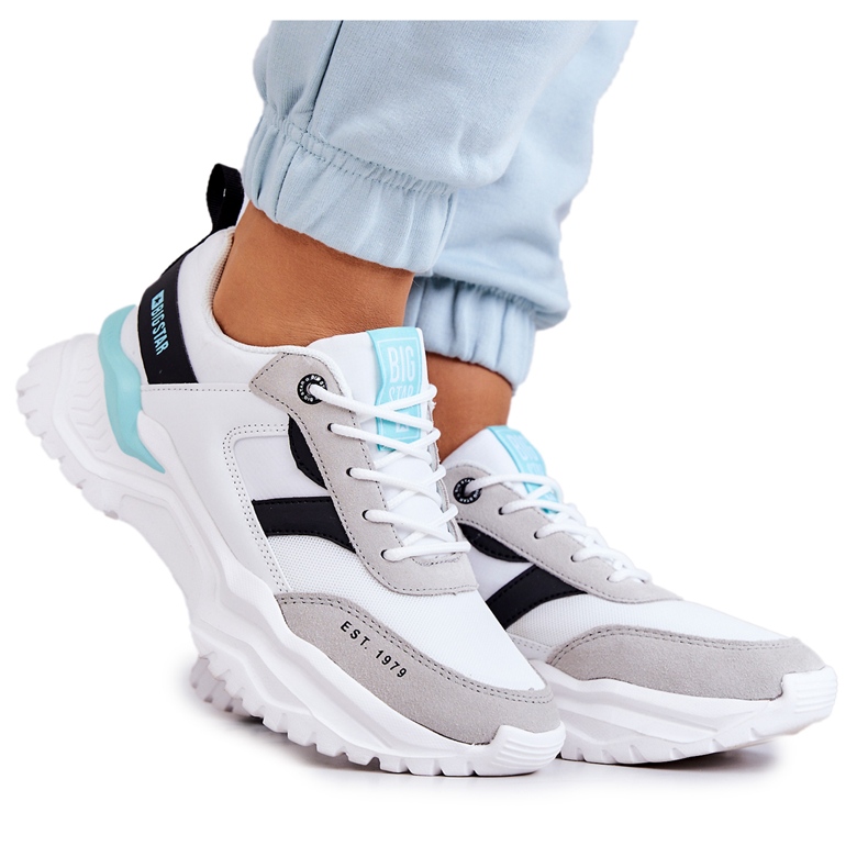 Naisten urheilukengät Big Star JJ274A412 Valkoinen ja musta sininen