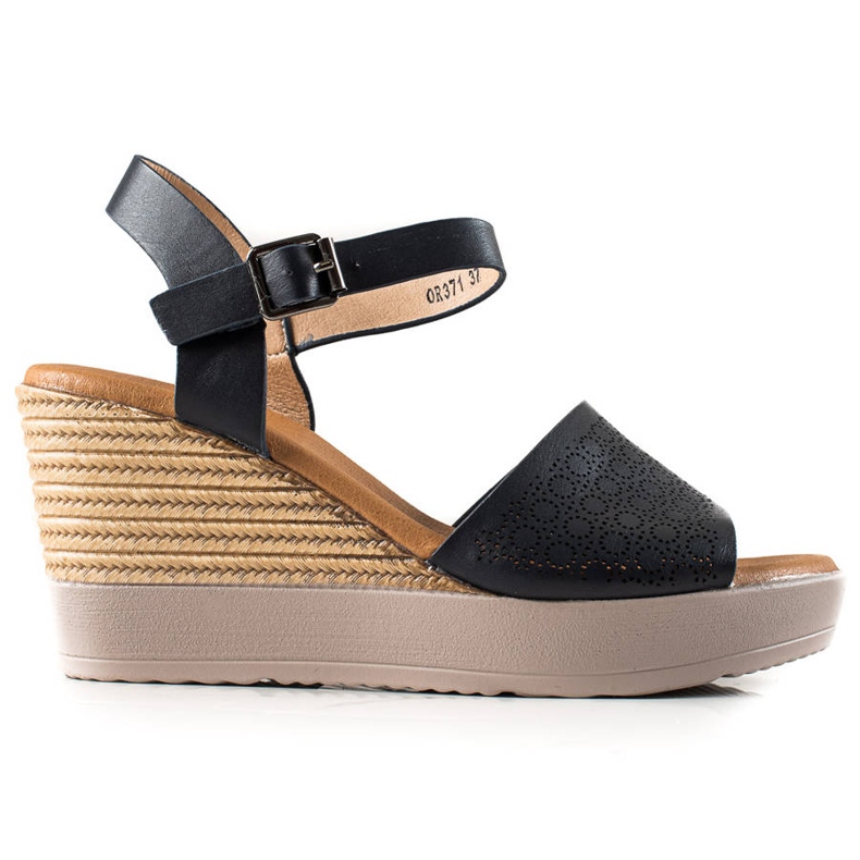 Clowse Kevyet sandaalit kiilamaisella kantapäällä musta