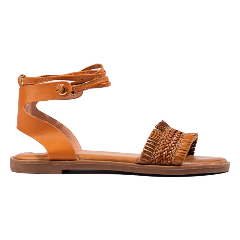 TRENDI Sidotut sandaalit ruskea keltainen