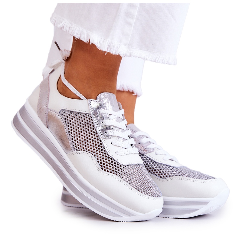 S.Barski Naisten urheilukengät Tennarit White-Silver Bourne valkoinen