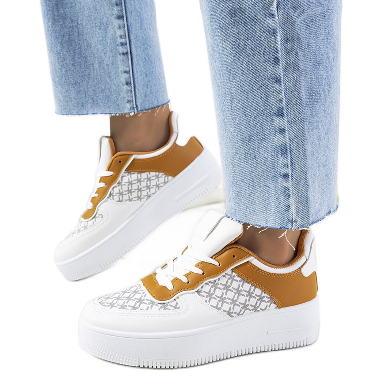 Naisten valkoiset Manal-lenkkarit valkoinen keltainen