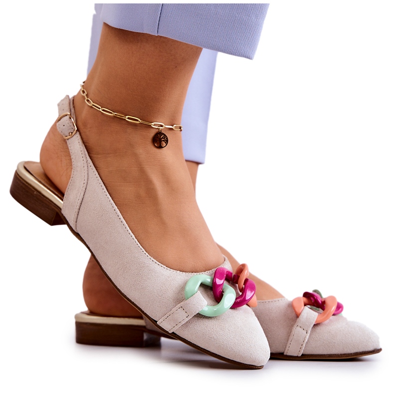 Lewski Shoes Mokkabalerinat ketjulla Lewski-kengät 3125 Vaalea beige