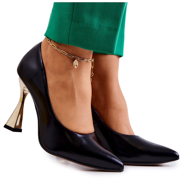 Lewski Shoes Muodikkaat nahkapumput Lewski-kengät 3083 musta ja kulta