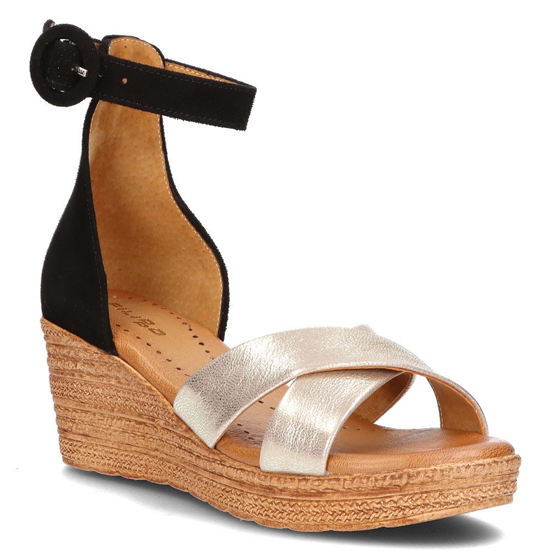 Nahkasandaalit Filippo 04565-25 / 00-5 kultaa ja mustaa kultainen