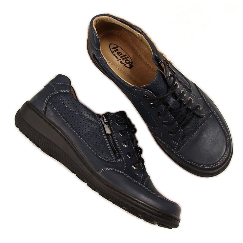 Vetoketjulliset nahkakengät Helios W H357D laivastonsininen