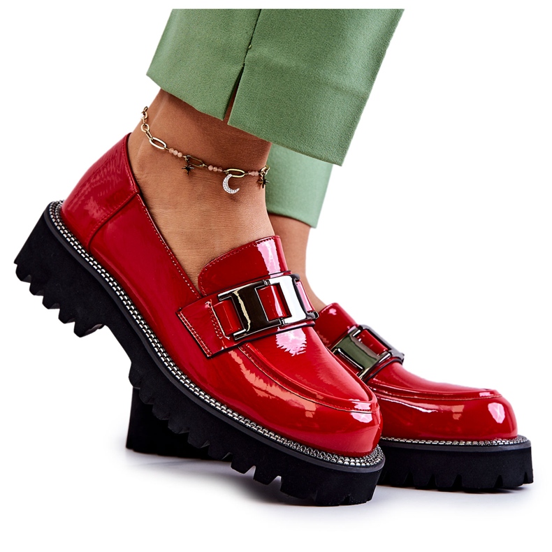 S.Barski Punaiset kiiltonahkaiset Corine-kengät punainen