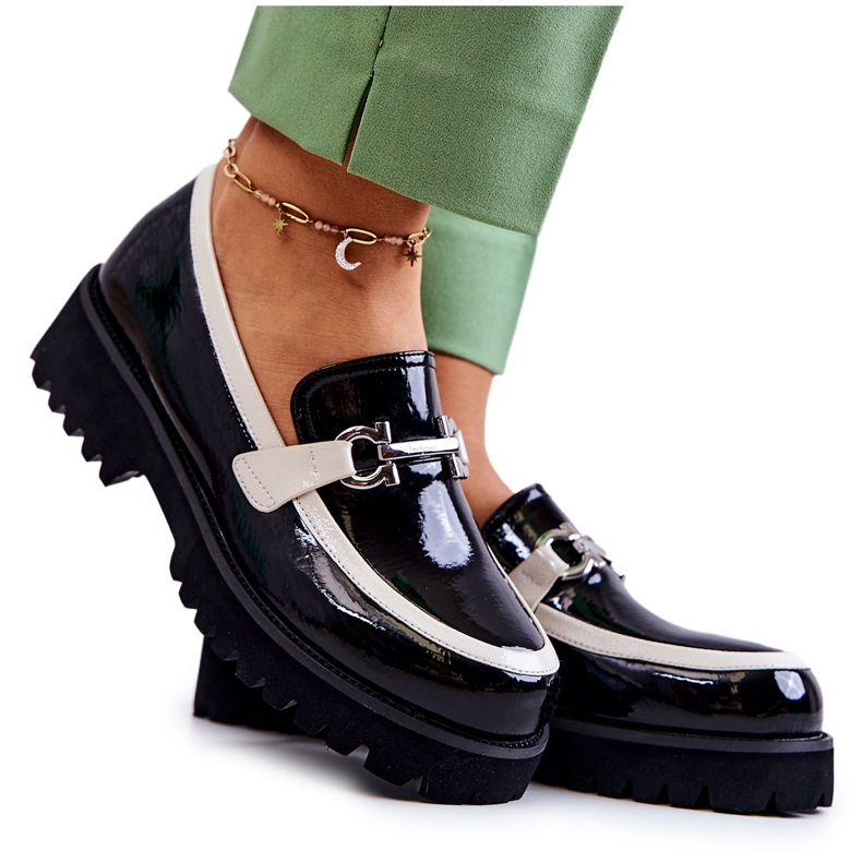 S.Barski Lakatut naisten loaferit mustavalkoinen Cassida