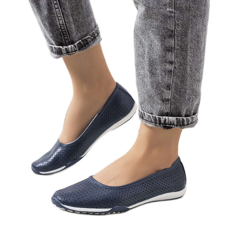 Simge tummansininen nahkabalerinat