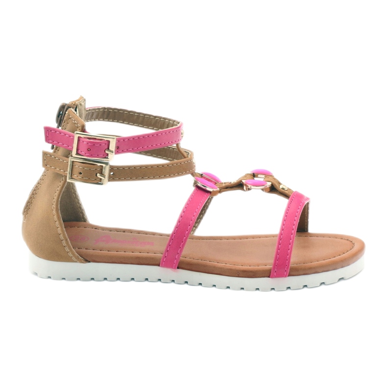 American Club Gladiator -sandaalit lasten kengät amerikkalaisessa vaaleanpunaisessa vetoketjussa vaaleanpunainen ruskea valkoinen