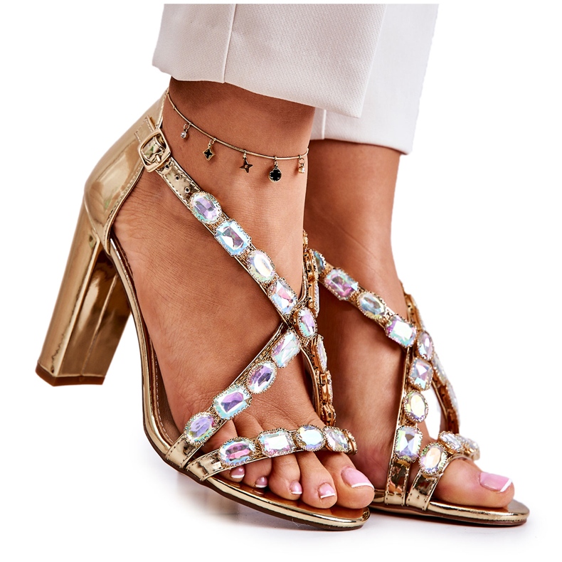 S.Barski Naisten korkeakorkoiset sandaalit Lu Boo Golden 8258-1 Vernee kultainen