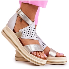 Nahkasandaalit Maciejka 05356-25 beige ja kulta kultainen