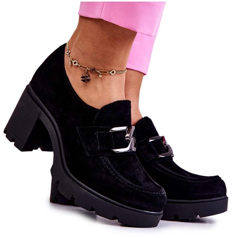 PL5 Tyylikkäät kengät pilarissa tummalla mustalla Harmell-koristeella