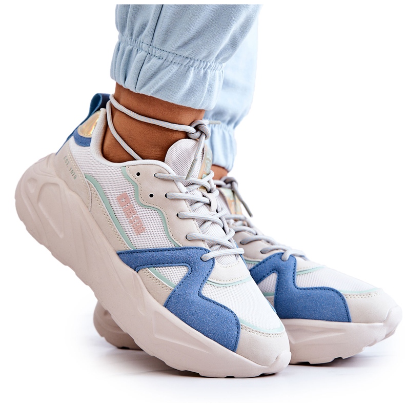 Naisten tennarit Memory Foam Big Star JJ274600 beige-sininen valkoinen