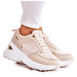 PG1 Naisten beigenväriset Activity Shiny Wedge -urheilukengät kultainen