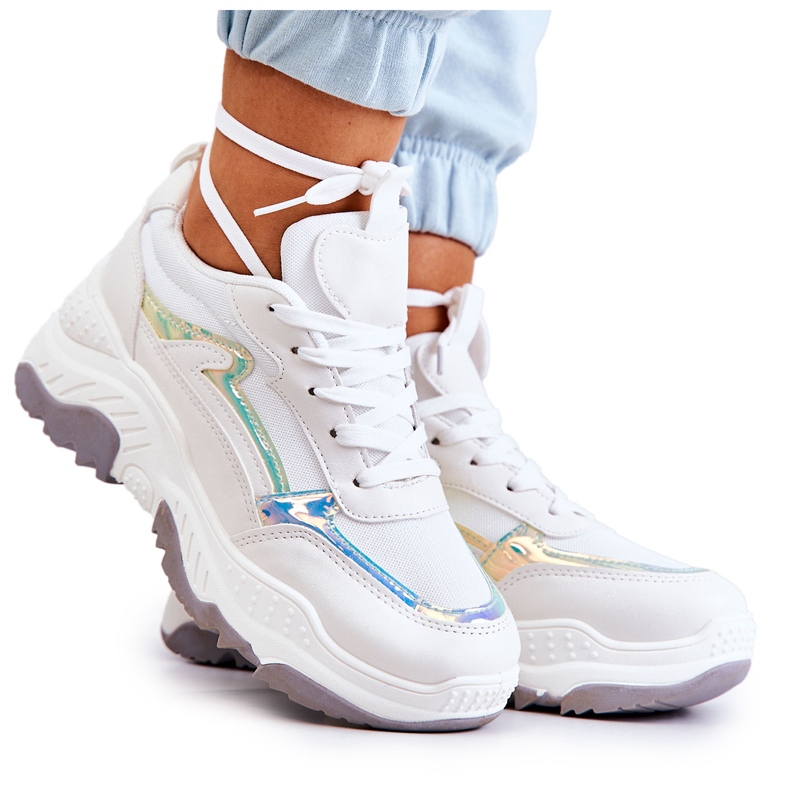 PG1 Naisten valkoiset Callisto kiiltävät tennarit valkoinen