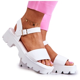 PS1 Nahkaiset korkeakorkoiset sandaalit White Sovie valkoinen