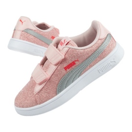 Puma Smash V2 Glitz Jr 367378 23 vaaleanpunainen