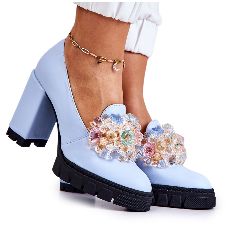 PA2 Tyylikkäät pumput, joissa on sileä sininen Caterine-koriste