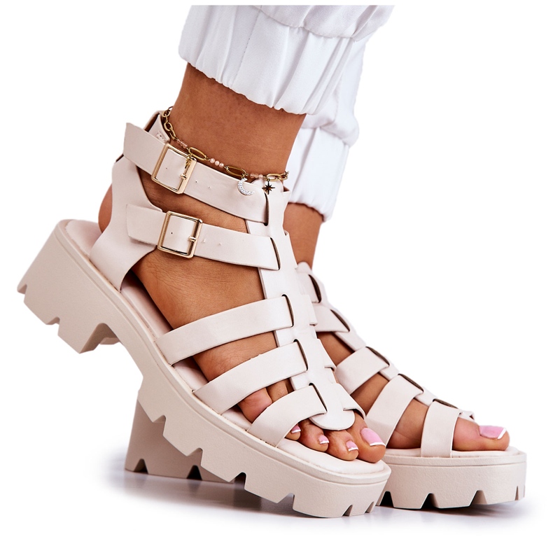 PS1 Nahkasandaalit Beige Minorite -hihnalla