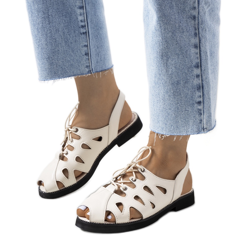 Beige Vlis sidottu sandaalit