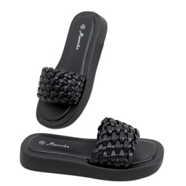 Korkokengät sandaalit, joissa palmikoidut Elida Black raidat musta