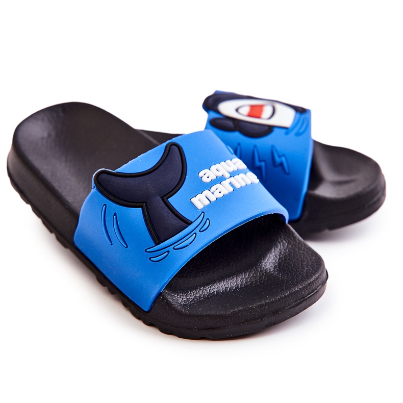 Vaaleat lasten tummansiniset Sharky-tossut musta sininen