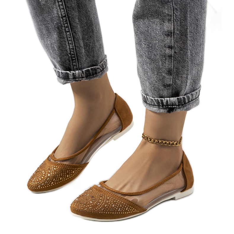 Ruskeat puoliläpinäkyvät Malene ballerinat