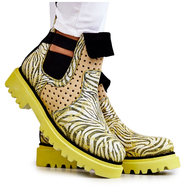 Maciejka 05324-07 Nahkasaappaat Keltainen beige vihreä