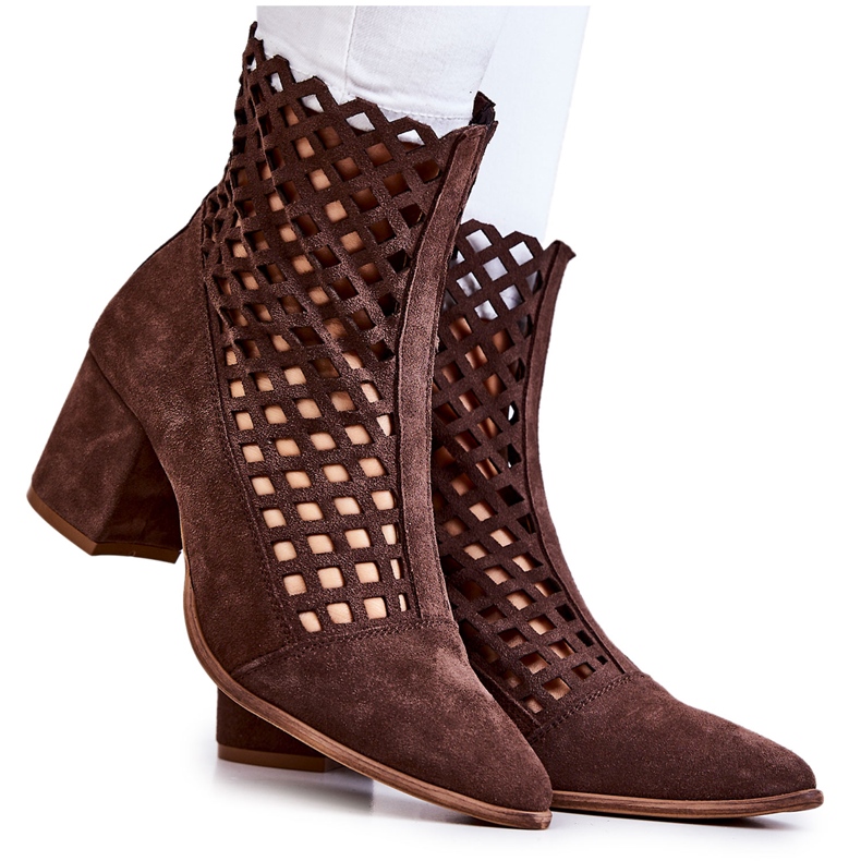 Mokkanahkaiset harjakattoiset korkokengät Nicole 2638 Tummanruskea