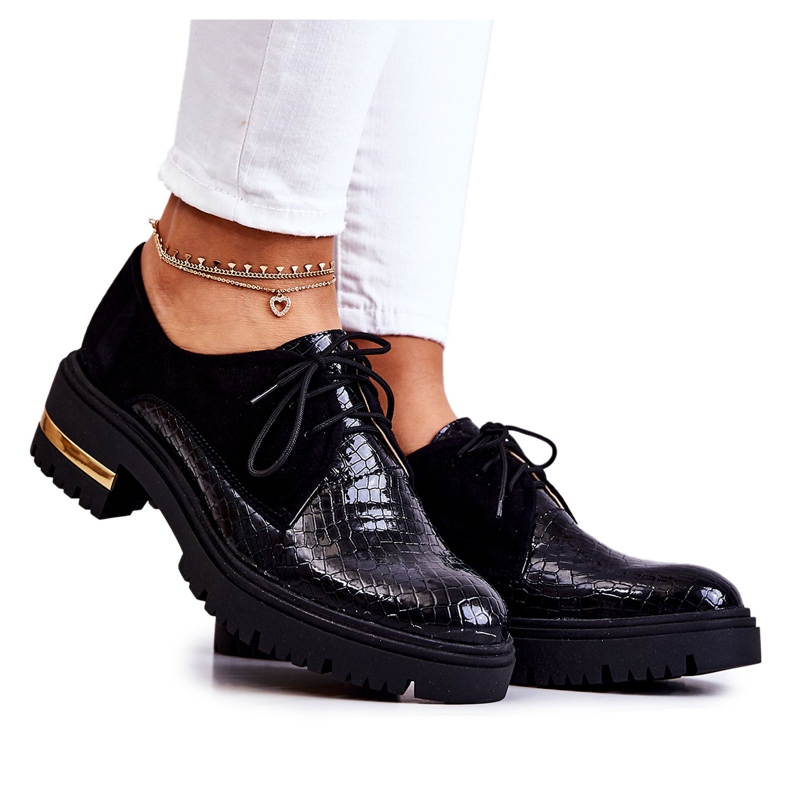 PA2 Naisten nahkakengät, sidottu musta Merevin