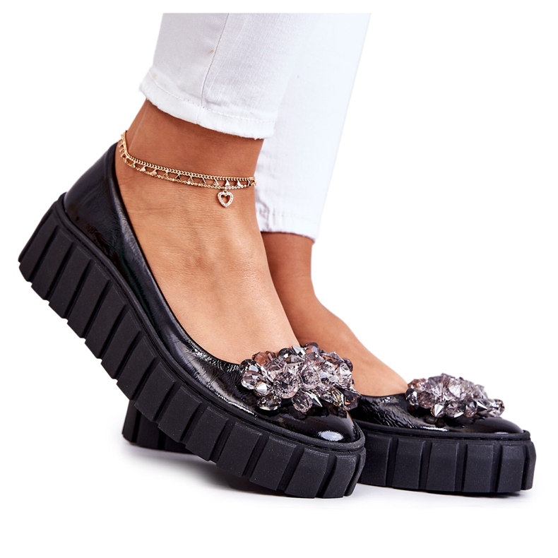 PA2 Nahkaballerinat alustalla mustalla Ladette-koristeella