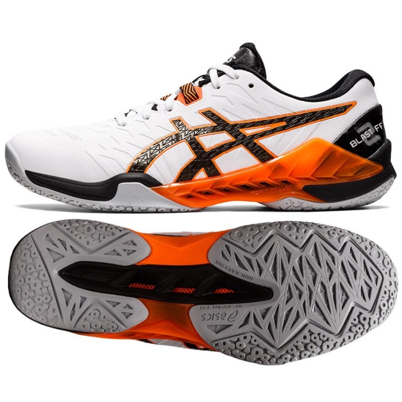 Asics Blast Ff 2 M 1071A044 103 käsipallokengät valkoinen oranssi valkoinen