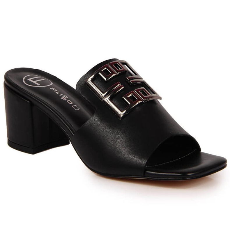 Nahkaiset tossut pylväässä Filippo W PAW353 mustat